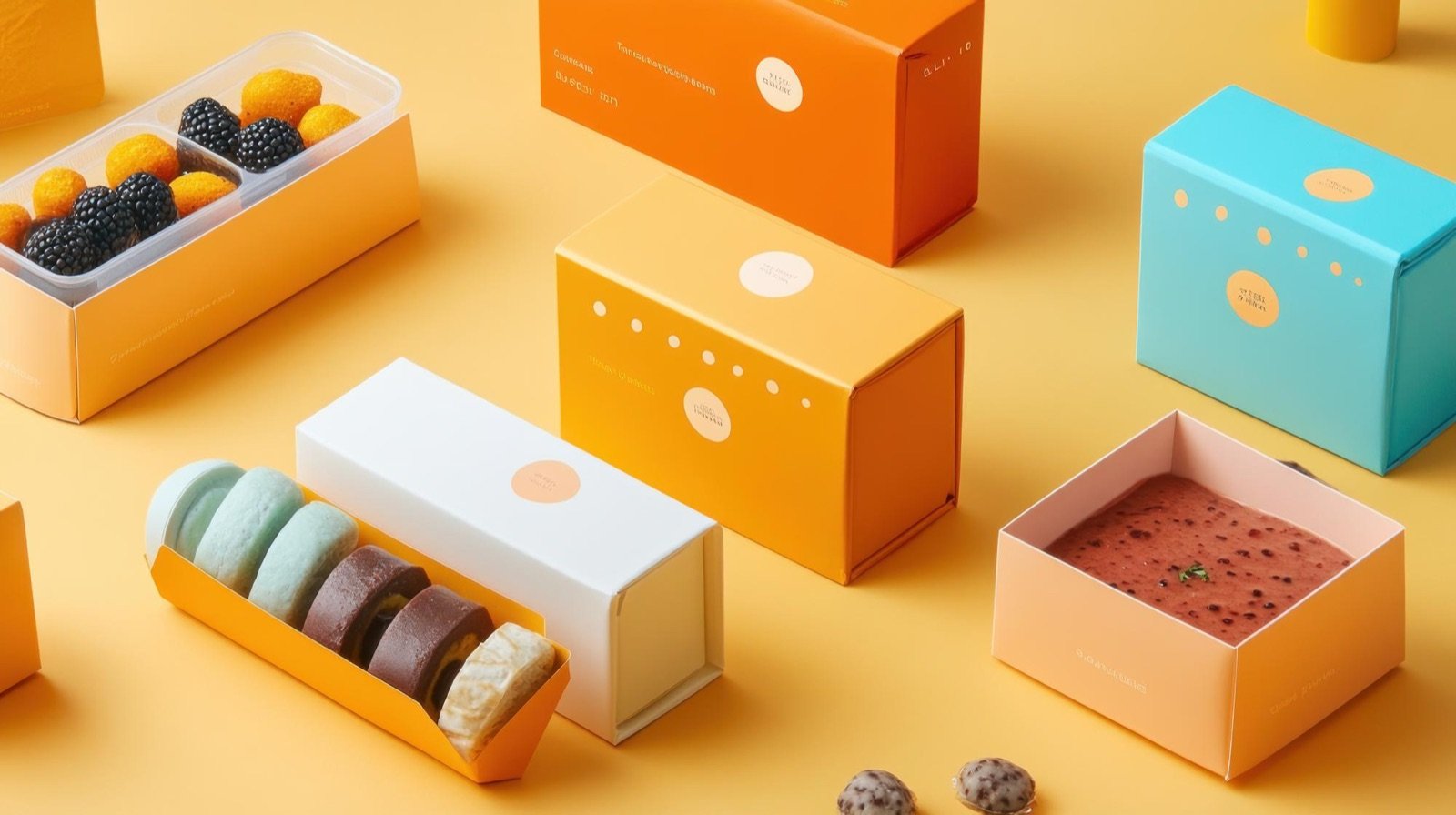 A range of custom-designed packaging boxes